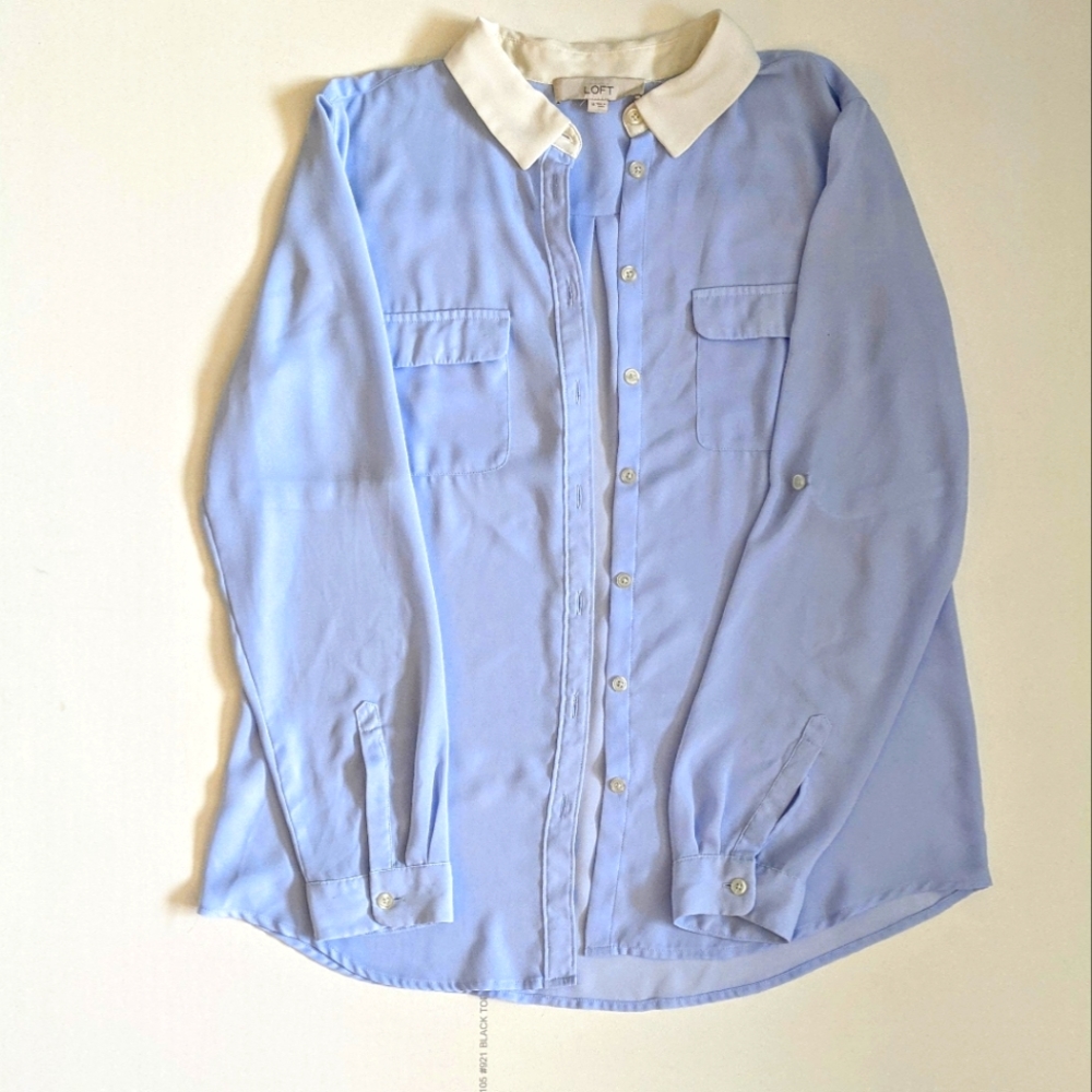 Loft sheer blue button down